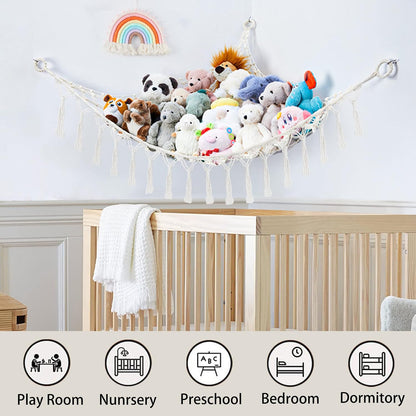 Stuffed Animal Storage Hammock Toy Net with Light Large (42*57 in)