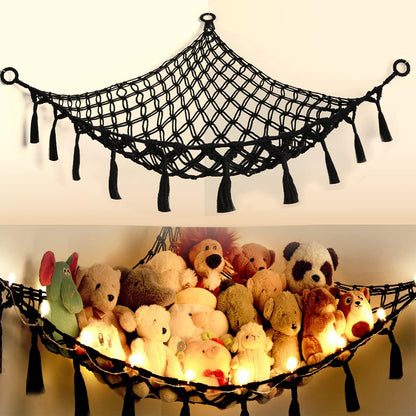 Stuffed Animal Storage Hammock Toy Net with Light Large (42*57 in)