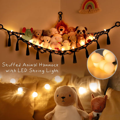 Stuffed Animal Storage Hammock Toy Net with Light Large (42*57 in)