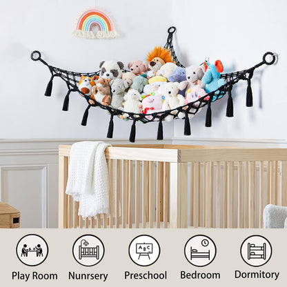 Stuffed Animal Storage Hammock Toy Net with Light Large (42*57 in)