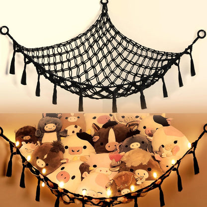 Stuffed Animal Storage Hammock Toy Net with Light Large (42*57 in)