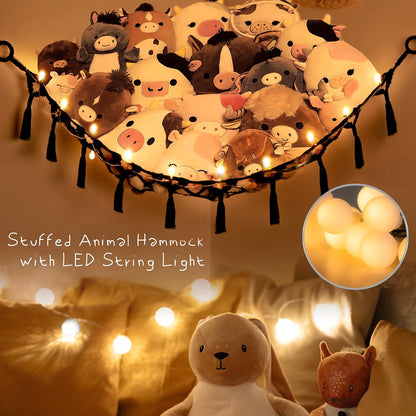 Stuffed Animal Storage Hammock Toy Net with Light Large (42*57 in)