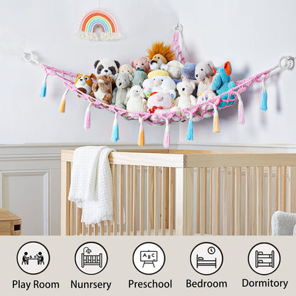 Stuffed Animal Storage Hammock Toy Net with Light Large (42*57 in)