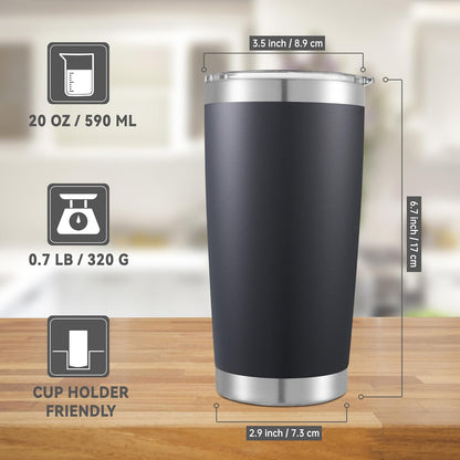 20 oz Tumblers Bulk Stainless Steel Tumbler with Lid, 12 Pack | Navy, 20oz Insulated Coffee Mug, Double Wall Vacuum, Powder Coated Cup, for Hot and Cold Drinks
