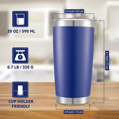 20 oz Tumblers Bulk Stainless Steel Tumbler with Lid, 12 Pack | Navy, 20oz Insulated Coffee Mug, Double Wall Vacuum, Powder Coated Cup, for Hot and Cold Drinks