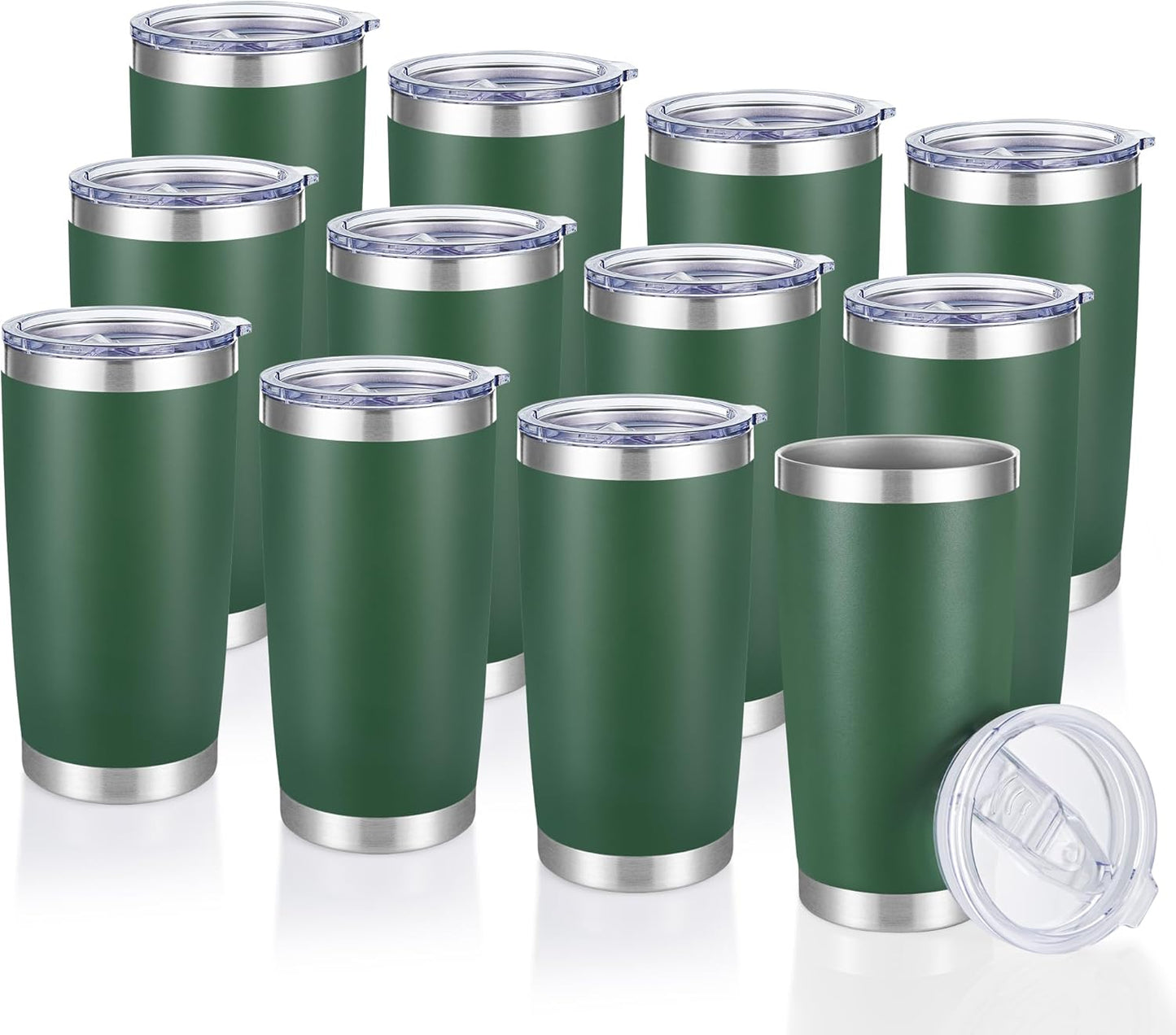 20 oz Tumblers Bulk Stainless Steel Tumbler with Lid, 12 Pack | Navy, 20oz Insulated Coffee Mug, Double Wall Vacuum, Powder Coated Cup, for Hot and Cold Drinks