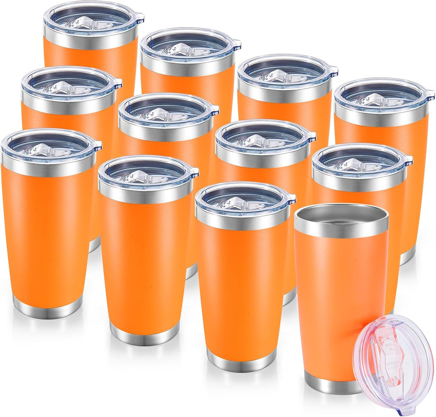 20 oz Tumblers Bulk Stainless Steel Tumbler with Lid, 12 Pack | Navy, 20oz Insulated Coffee Mug, Double Wall Vacuum, Powder Coated Cup, for Hot and Cold Drinks