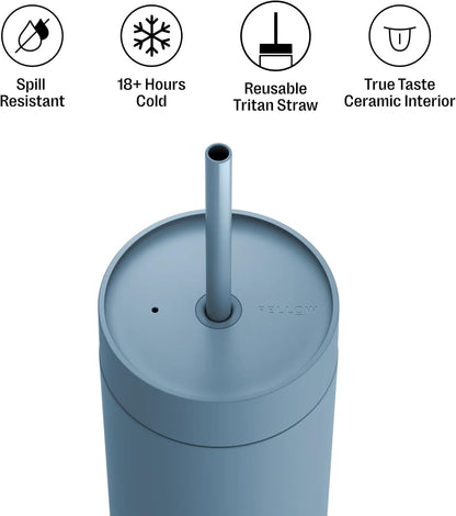 Carter Cold Ceramic Lined Tumbler 16 oz with Straw Lid, BPA-Free | Stainless Steel Coffee Tumbler, Lid Included, Iced Coffee Cup, 18+ Hrs Cold, BPA-Free, Spill Resistant, Mint Chip