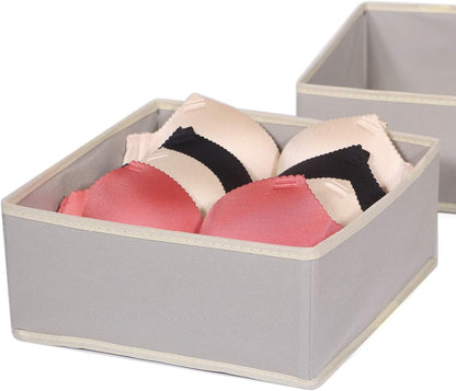 Foldable Cloth Storage Box Closet Dresser Drawer Organizer Fabric Baskets Bins Containers Divider for Clothes Underwear Bras Socks Clothing,Set of 9 Grey 900