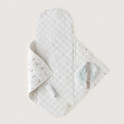 Organic Portable Changing Pad GOTS Certified Organic Cotton Fill Portable Diaper Changing Mat Diaper Clutch Changing Station Kit Compact Travel Pad (33"x34", Safari)