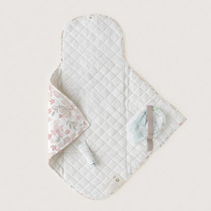 Organic Portable Changing Pad GOTS Certified Organic Cotton Fill Portable Diaper Changing Mat Diaper Clutch Changing Station Kit Compact Travel Pad (33"x34", Safari)