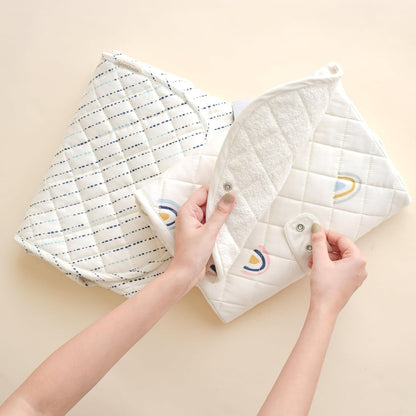 Organic Portable Changing Pad GOTS Certified Organic Cotton Fill Portable Diaper Changing Mat Diaper Clutch Changing Station Kit Compact Travel Pad (33"x34", Safari)