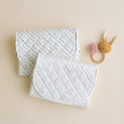 Organic Portable Changing Pad GOTS Certified Organic Cotton Fill Portable Diaper Changing Mat Diaper Clutch Changing Station Kit Compact Travel Pad (33"x34", Safari)