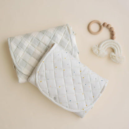 Organic Portable Changing Pad GOTS Certified Organic Cotton Fill Portable Diaper Changing Mat Diaper Clutch Changing Station Kit Compact Travel Pad (33"x34", Safari)