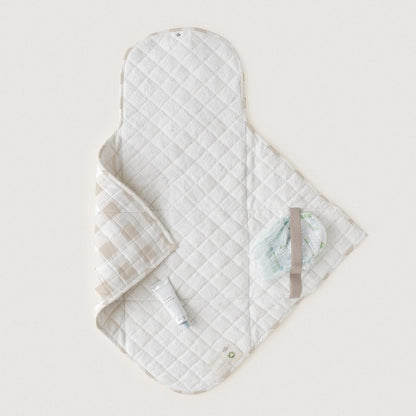 Organic Portable Changing Pad GOTS Certified Organic Cotton Fill Portable Diaper Changing Mat Diaper Clutch Changing Station Kit Compact Travel Pad (33"x34", Safari)