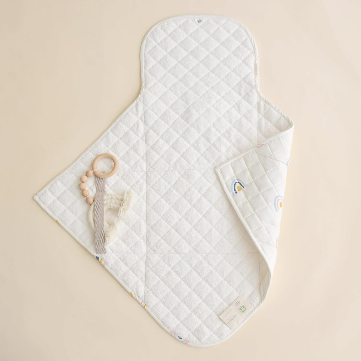 Organic Portable Changing Pad GOTS Certified Organic Cotton Fill Portable Diaper Changing Mat Diaper Clutch Changing Station Kit Compact Travel Pad (33"x34", Safari)