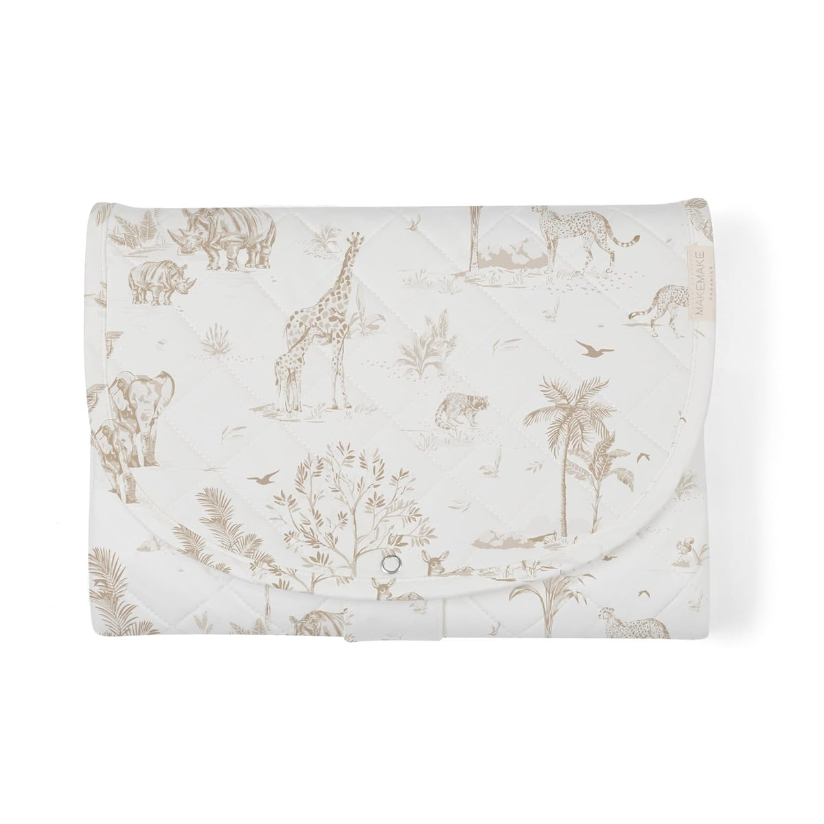 Organic Portable Changing Pad GOTS Certified Organic Cotton Fill Portable Diaper Changing Mat Diaper Clutch Changing Station Kit Compact Travel Pad (33"x34", Safari)