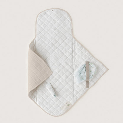 Organic Portable Changing Pad GOTS Certified Organic Cotton Fill Portable Diaper Changing Mat Diaper Clutch Changing Station Kit Compact Travel Pad (33"x34", Safari)