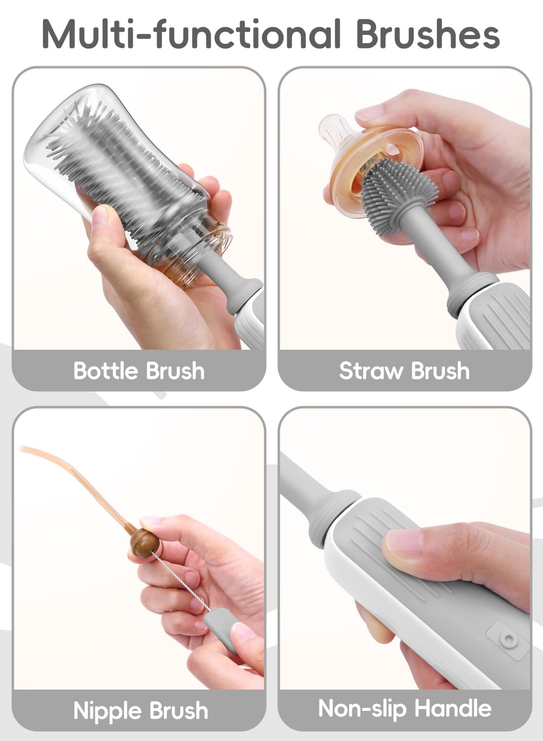 Electric Bottle Brush Cleaner, Baby Bottle Brush Travel Set, 360° Efficient Cleaning, Durable 2000 mAh Battery, Travel Bottle Brush Set with Drainage Rack and Storage Box, Baby Travel Essential