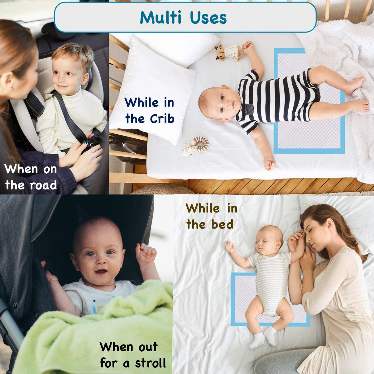 100 Pack Baby Disposable Changing Pad Liners, 17 inches x 13 inches, Breathable Skin-Friendly, Leakproof Quick Drying, high Absorbent Diaper Changing Pads