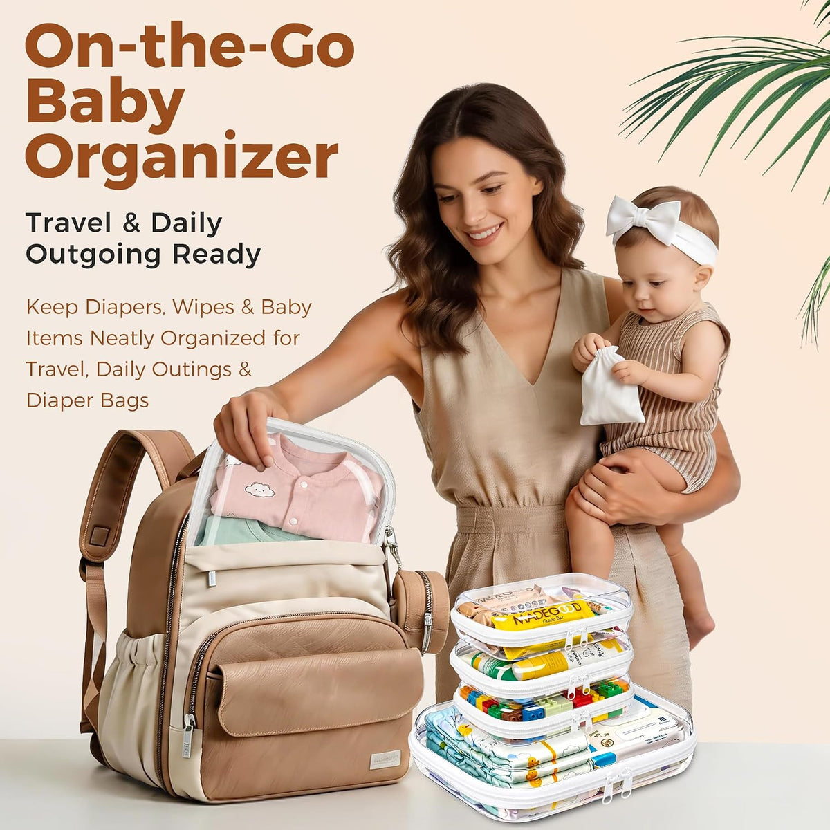 5 Pack Diaper Bag Organizer Pouches, Clear Hard Shell Zipper Cases for Baby Travel Essentials, Waterproof Storage Box for Pacifier Snacks Toys Wipes Clothes, Makeup Bag, Lego Toy Storage, Toiletry Bag
