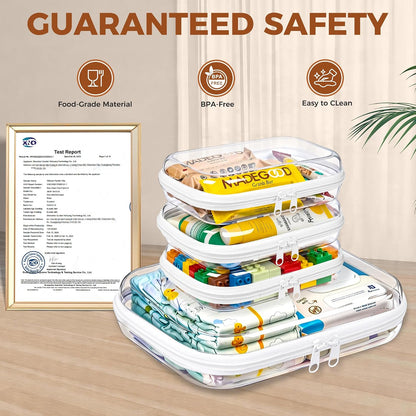 5 Pack Diaper Bag Organizer Pouches, Clear Hard Shell Zipper Cases for Baby Travel Essentials, Waterproof Storage Box for Pacifier Snacks Toys Wipes Clothes, Makeup Bag, Lego Toy Storage, Toiletry Bag