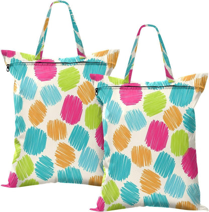 Colorful Graffiti Waterproof Travel Laundry Bag Easy Care 2 Pack
