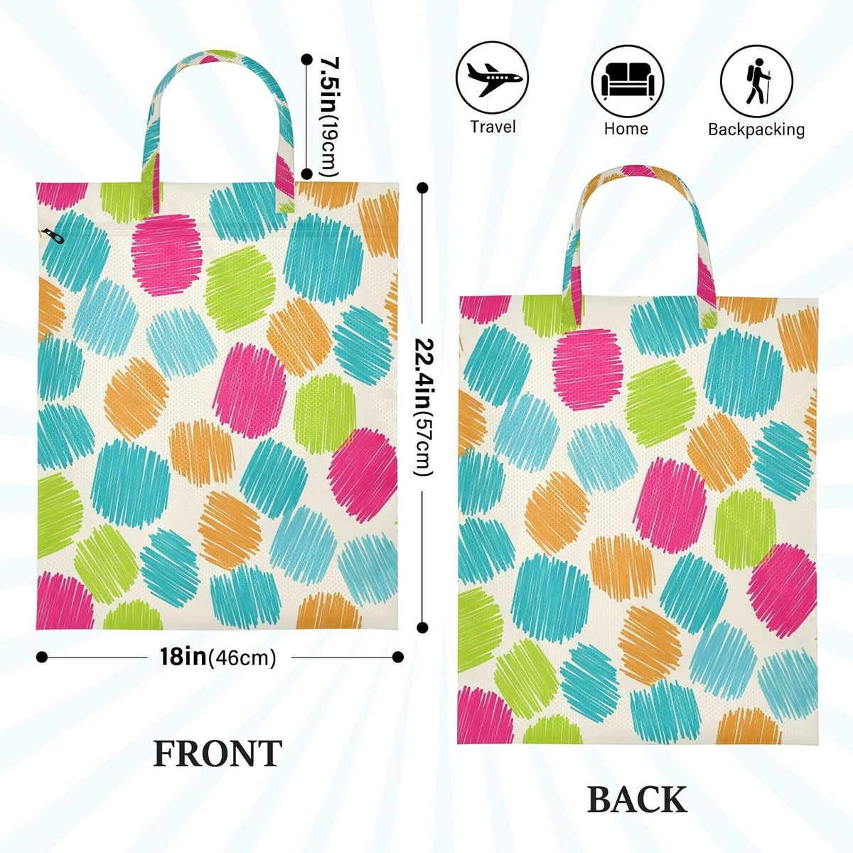 Colorful Graffiti Waterproof Travel Laundry Bag Easy Care 2 Pack