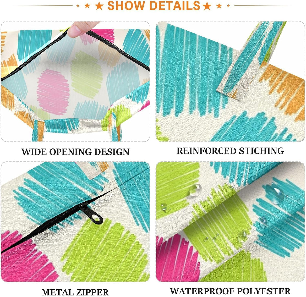 Colorful Graffiti Waterproof Travel Laundry Bag Easy Care 2 Pack