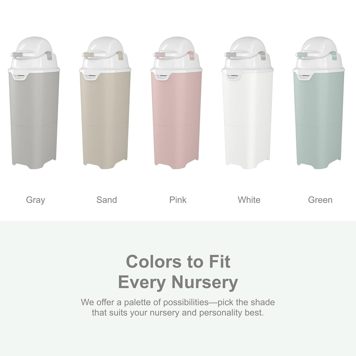 Foundations Tall Diaper Pail with Airtight Lid, Gray