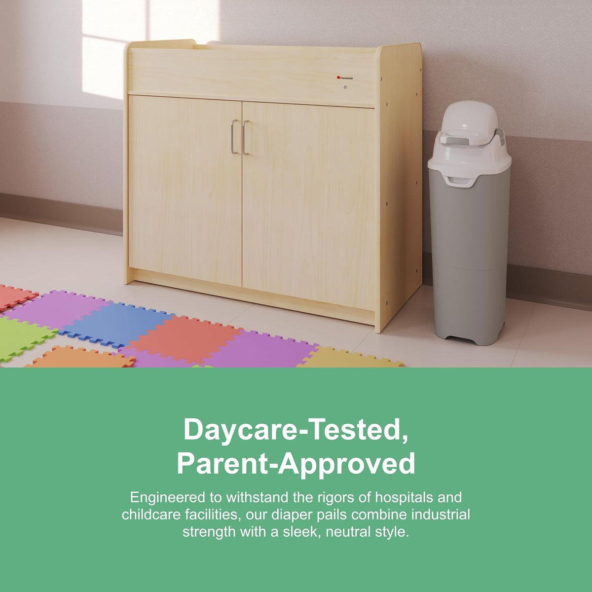 Foundations Tall Diaper Pail with Airtight Lid, Gray