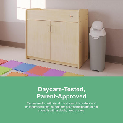 Foundations Tall Diaper Pail with Airtight Lid, Gray