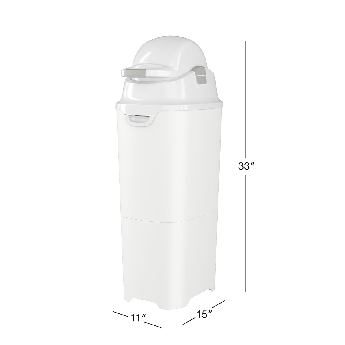 Foundations Tall Diaper Pail with Airtight Lid, Gray