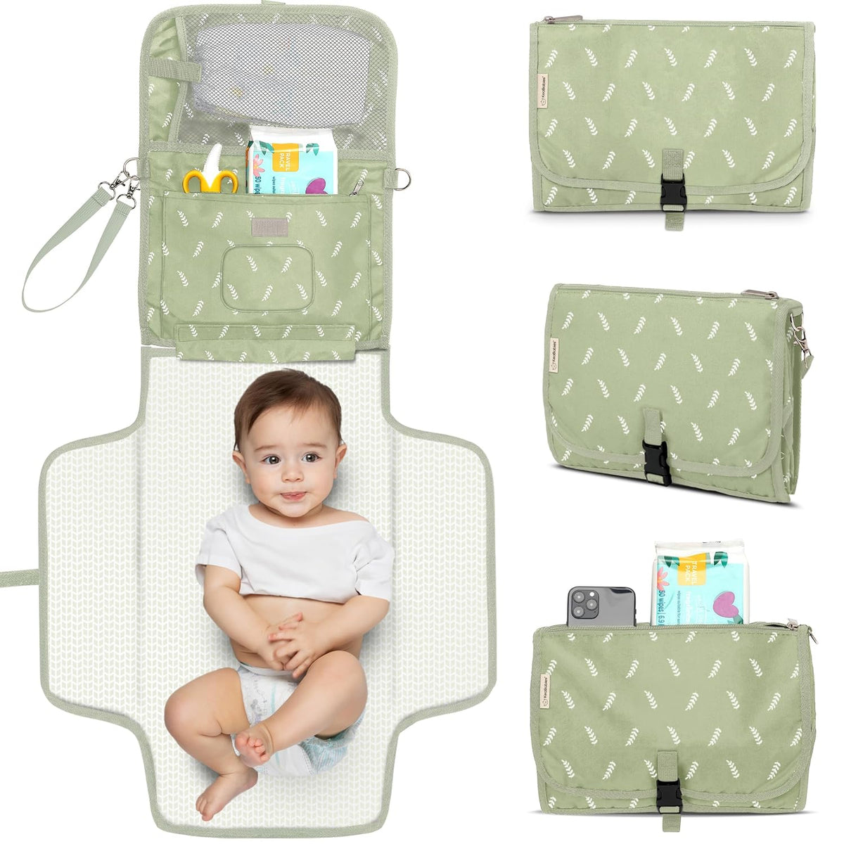 Portable Diaper Changing Pad, Wipeable Baby Changing Mat (Acacia)