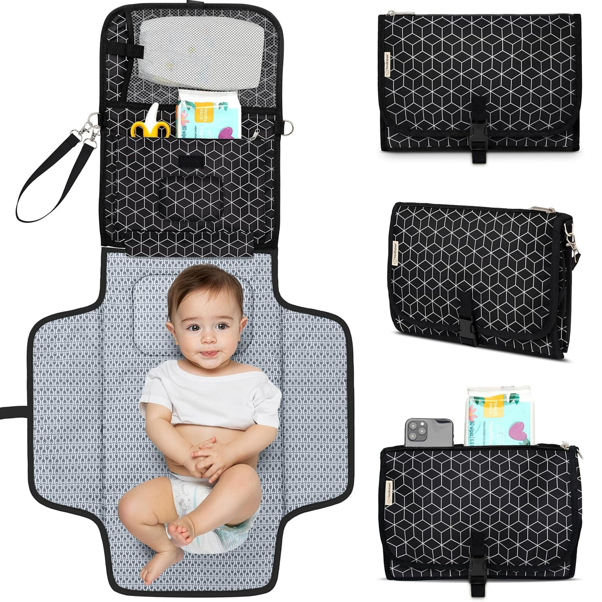 Portable Diaper Changing Pad, Wipeable Baby Changing Mat (Acacia)