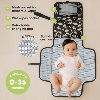 Portable Diaper Changing Pad, Wipeable Baby Changing Mat (Acacia)