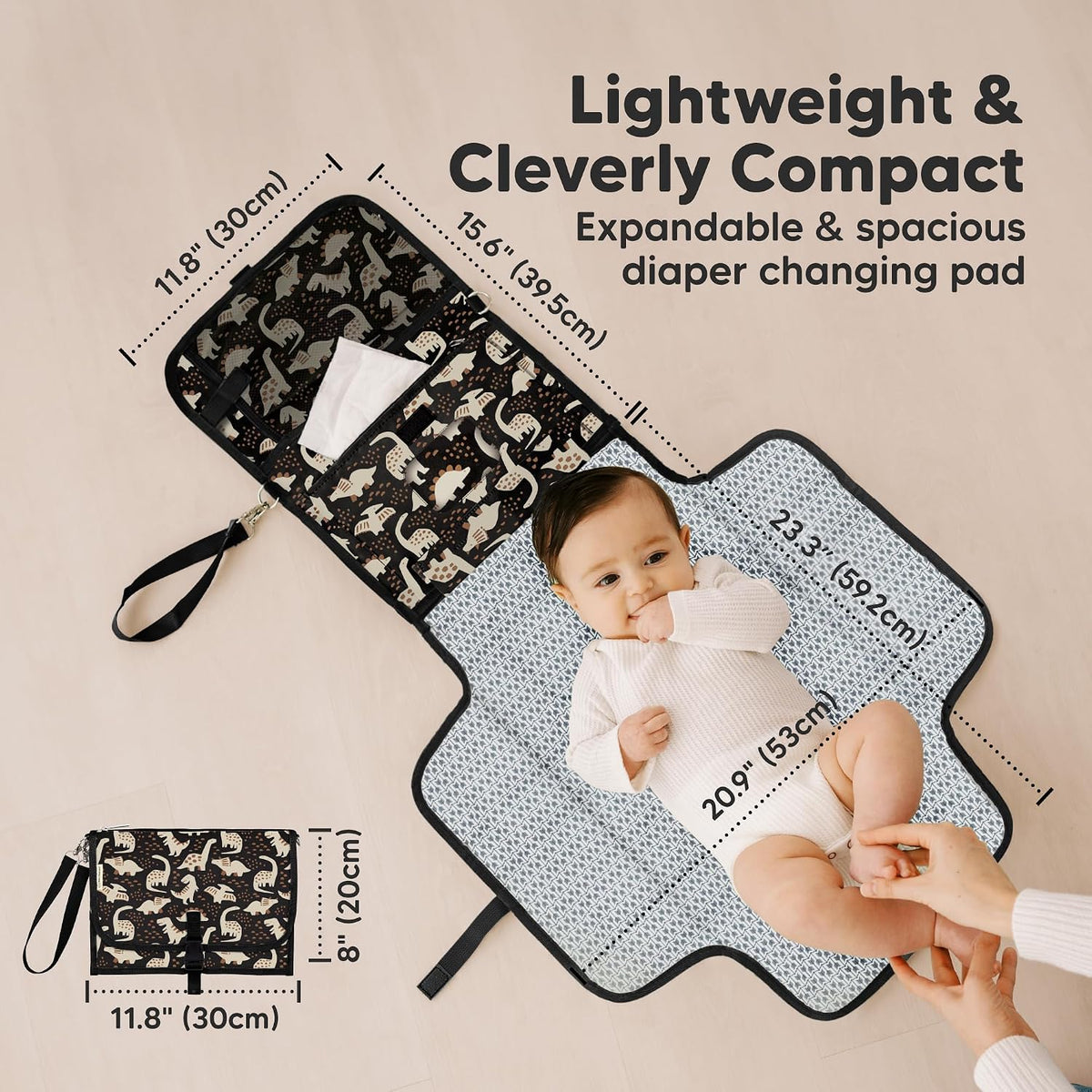 Portable Diaper Changing Pad, Wipeable Baby Changing Mat (Acacia)