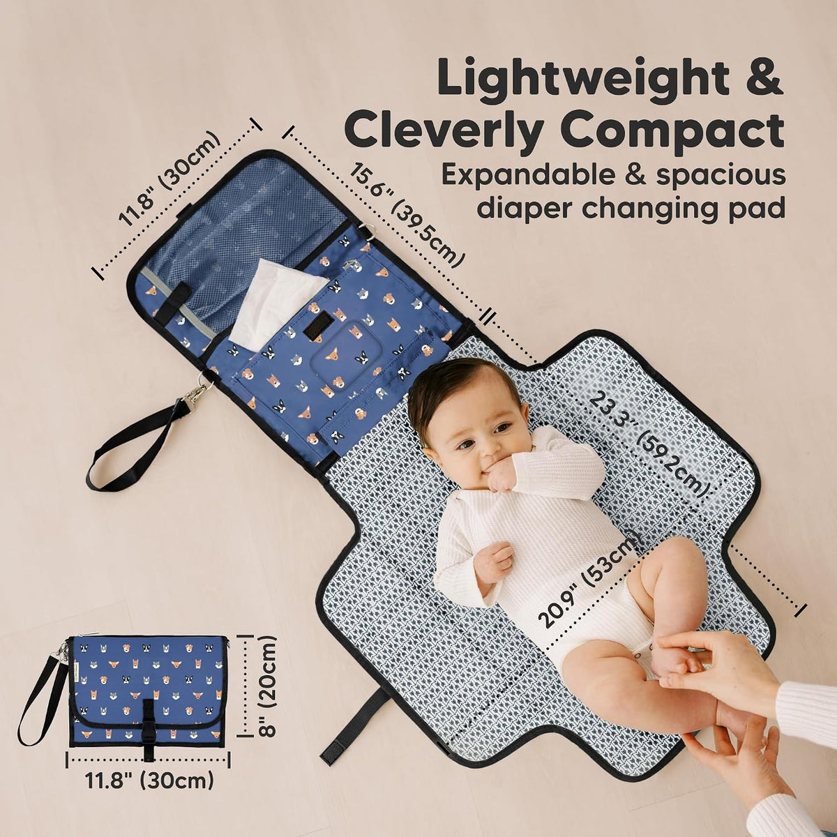 Portable Diaper Changing Pad, Wipeable Baby Changing Mat (Acacia)