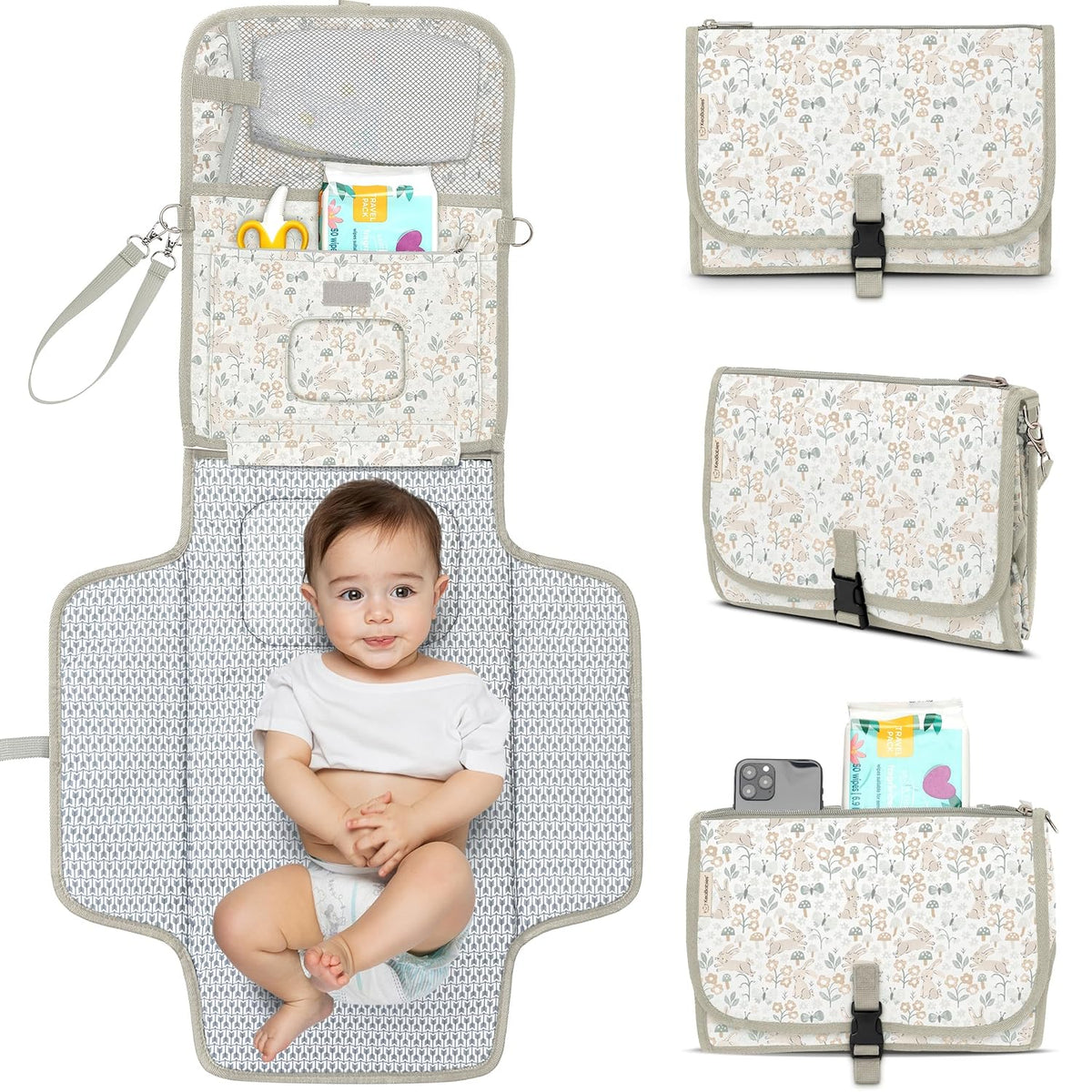 Portable Diaper Changing Pad, Wipeable Baby Changing Mat (Acacia)