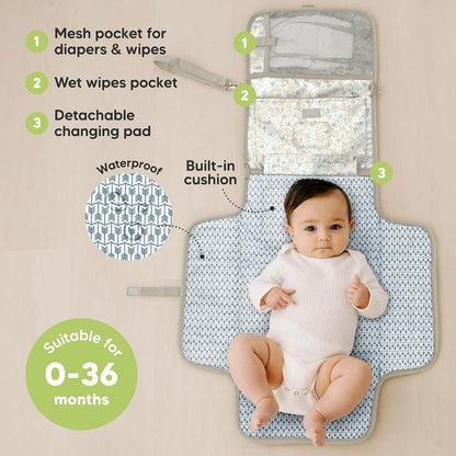 Portable Diaper Changing Pad, Wipeable Baby Changing Mat (Acacia)