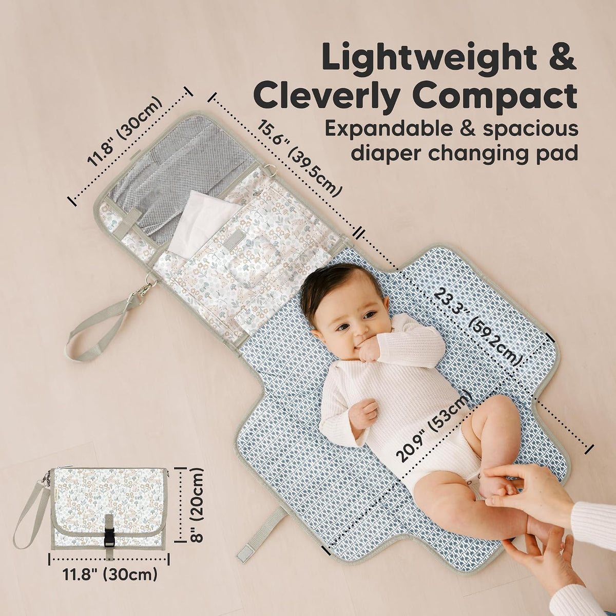 Portable Diaper Changing Pad, Wipeable Baby Changing Mat (Acacia)