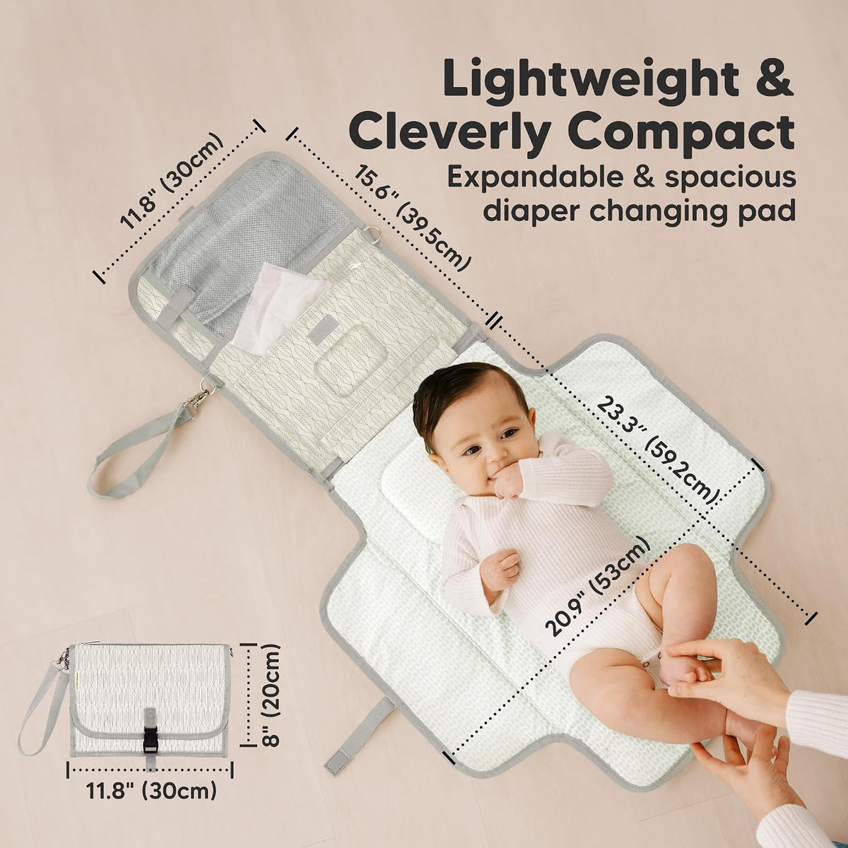 Portable Diaper Changing Pad, Wipeable Baby Changing Mat (Acacia)