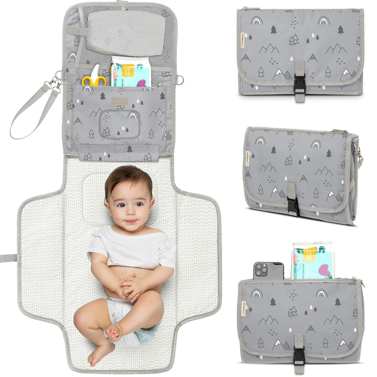 Portable Diaper Changing Pad, Wipeable Baby Changing Mat (Acacia)