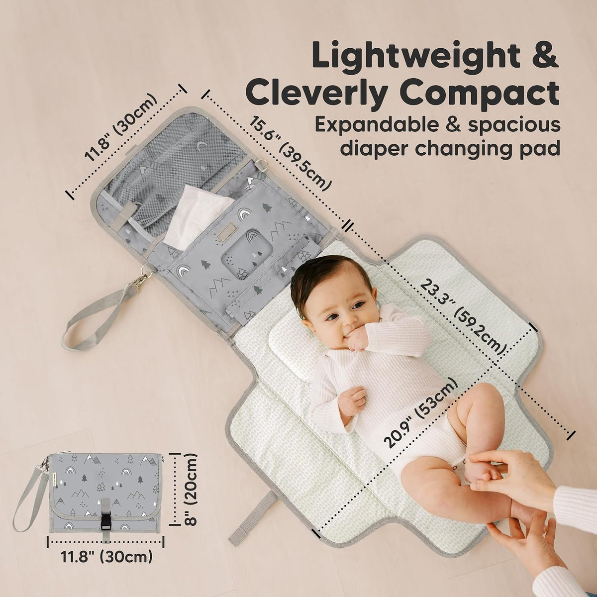 Portable Diaper Changing Pad, Wipeable Baby Changing Mat (Acacia)