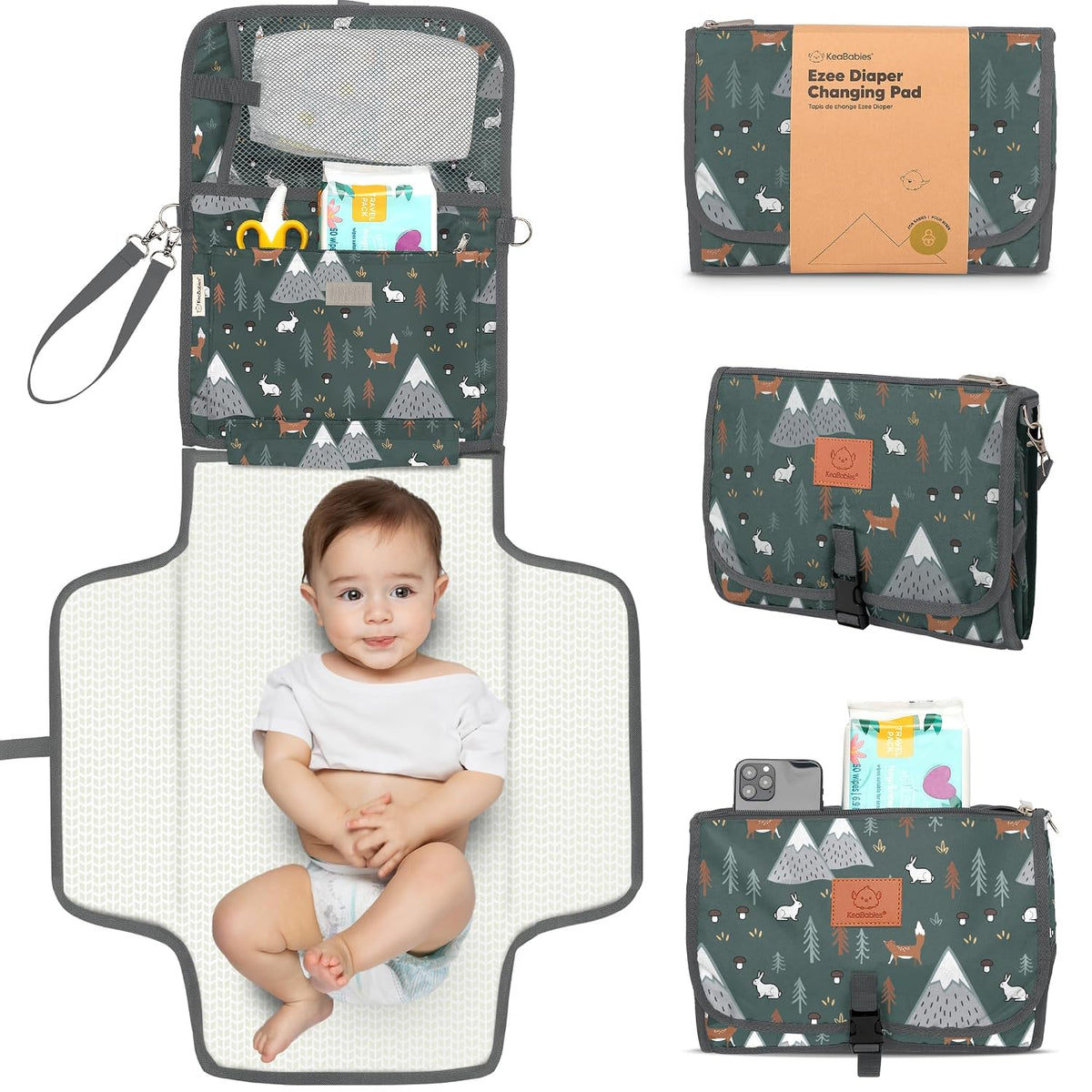 Portable Diaper Changing Pad, Wipeable Baby Changing Mat (Acacia)