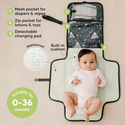 Portable Diaper Changing Pad, Wipeable Baby Changing Mat (Acacia)