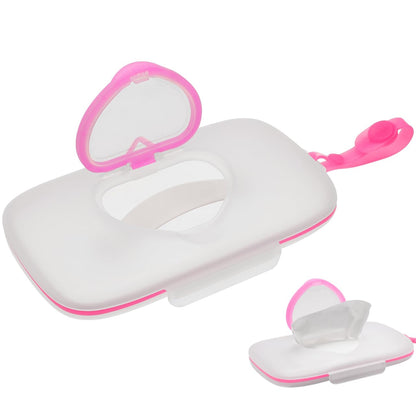 Baby Wipes Dispenser for Travel Diaper Wipe Case for Cars Outdoor Portable Refillable Pouch Diaper Holders Baby Travel Essential Container (Pink)