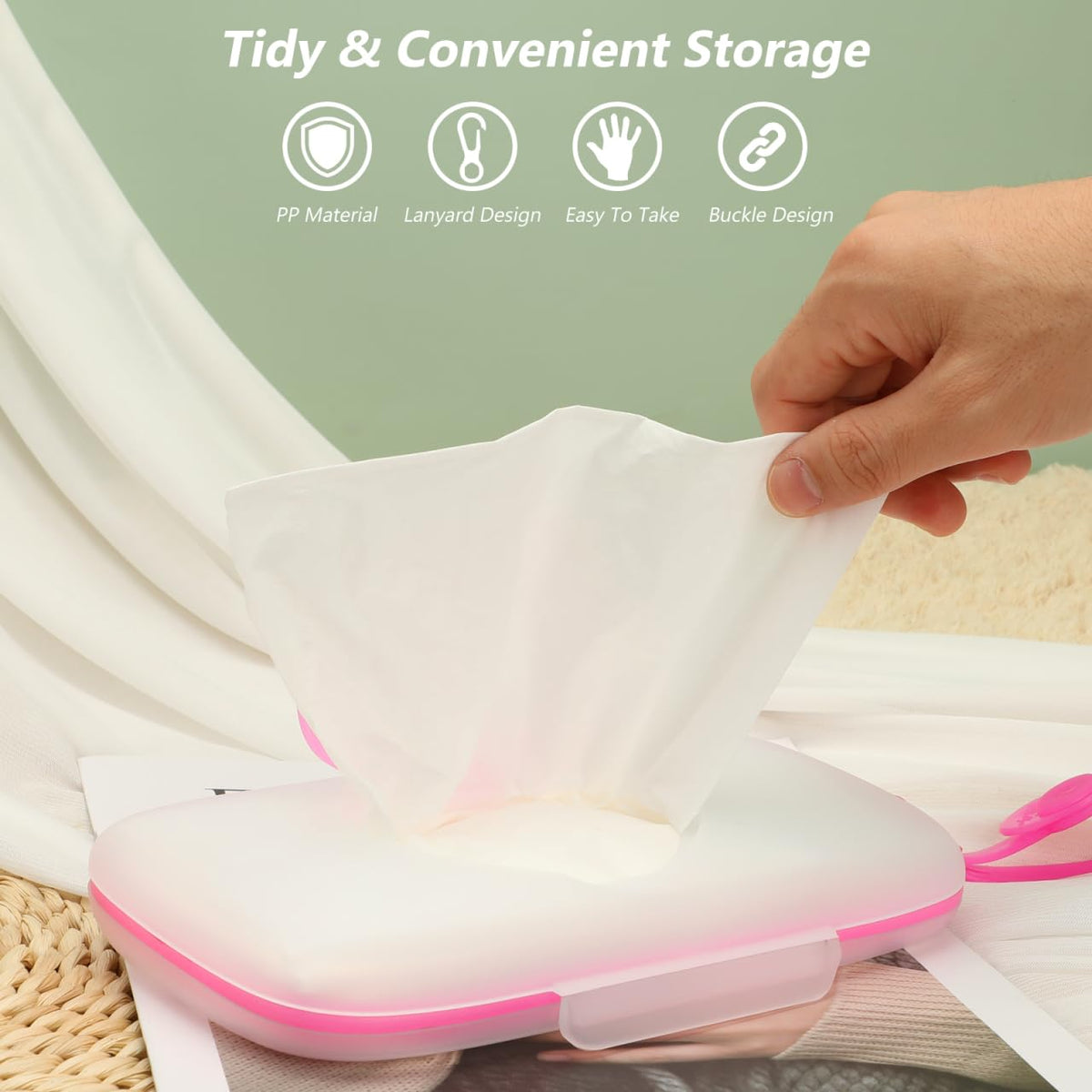 Baby Wipes Dispenser for Travel Diaper Wipe Case for Cars Outdoor Portable Refillable Pouch Diaper Holders Baby Travel Essential Container (Pink)
