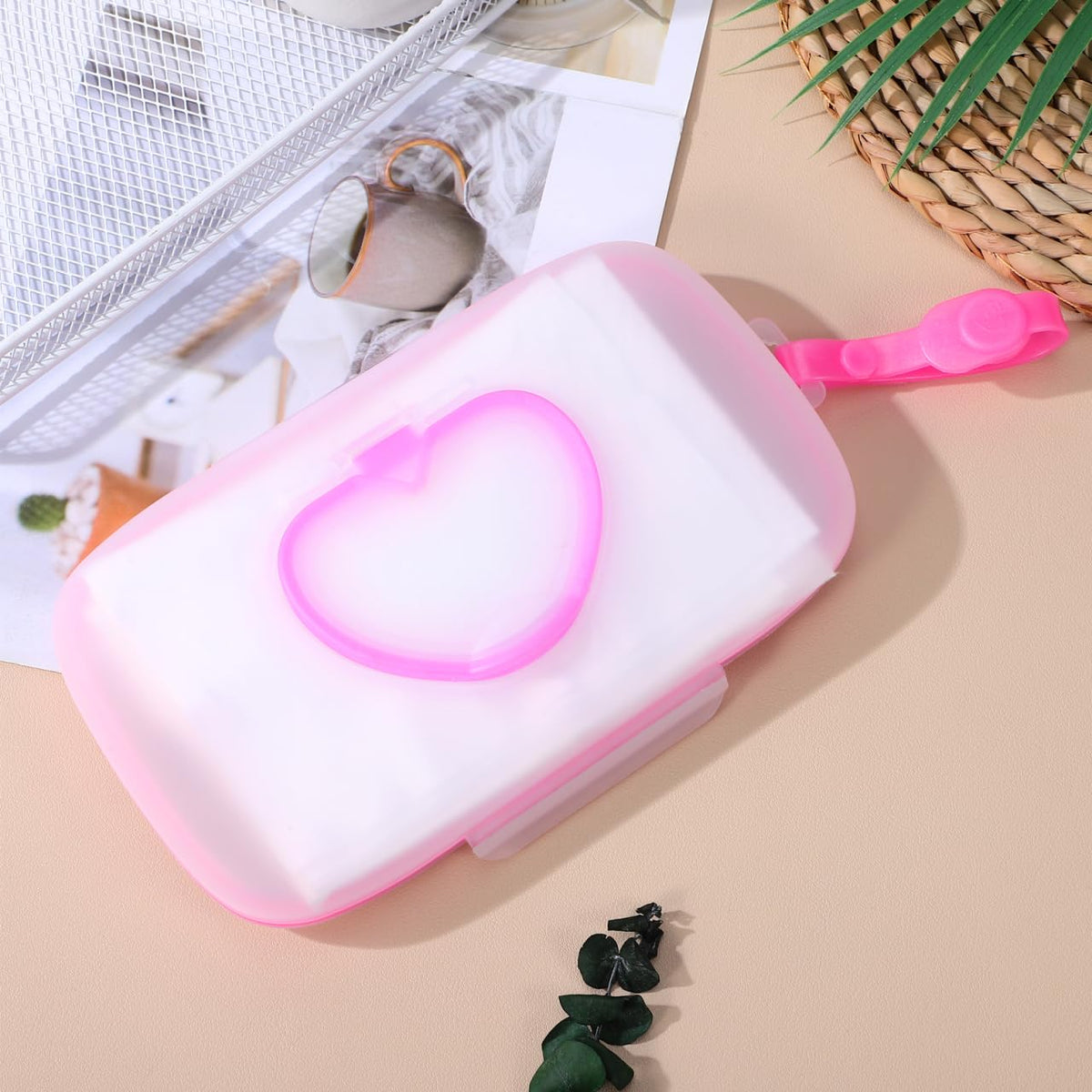 Baby Wipes Dispenser for Travel Diaper Wipe Case for Cars Outdoor Portable Refillable Pouch Diaper Holders Baby Travel Essential Container (Pink)