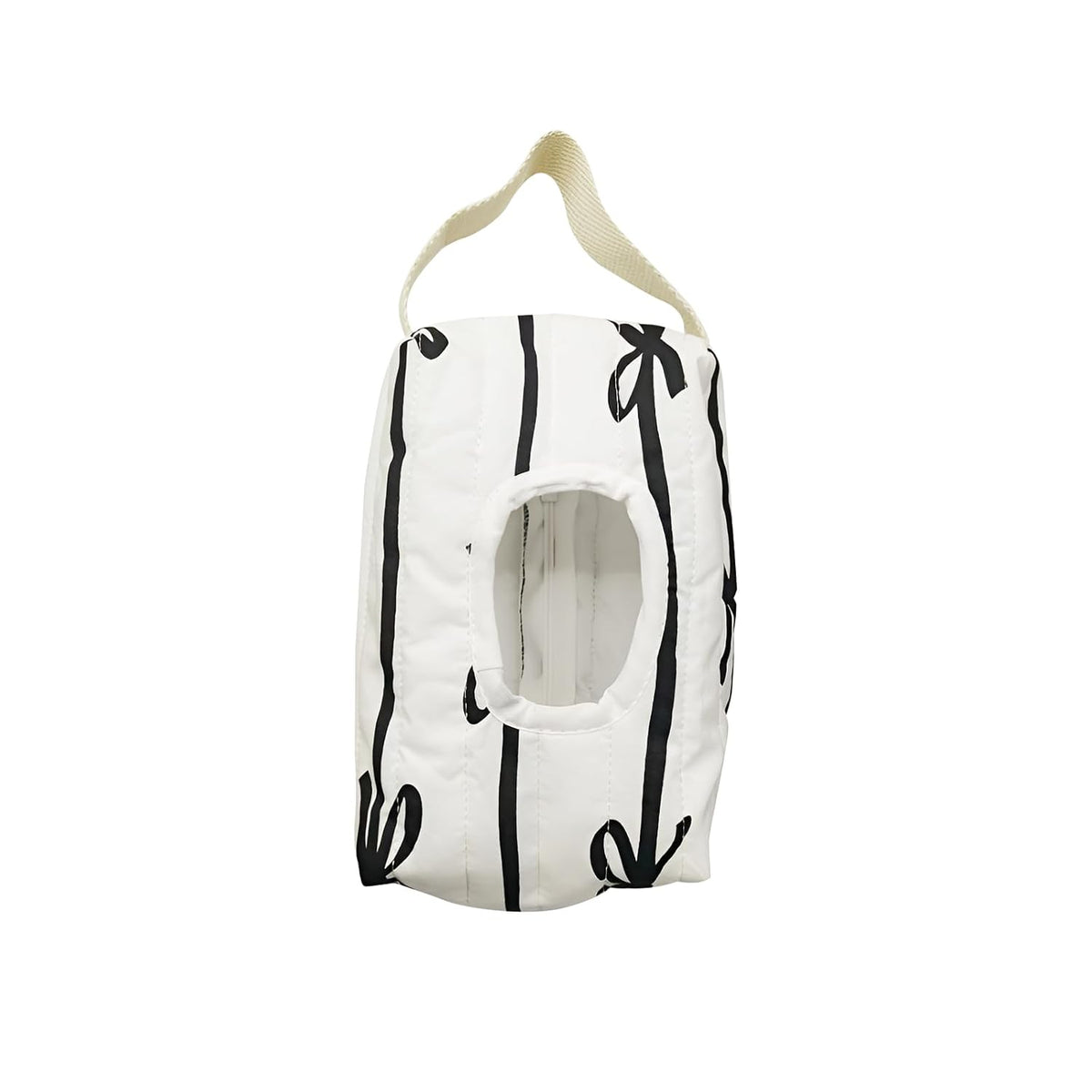 Bow Baby Wipes Dispenser - Portable Wet Tissue Storage Bag for Travel, Refillable Diaper Wipe Holder for Car and Stroller – Reusable Hanging Wet Wipe Pouch (Black-White)